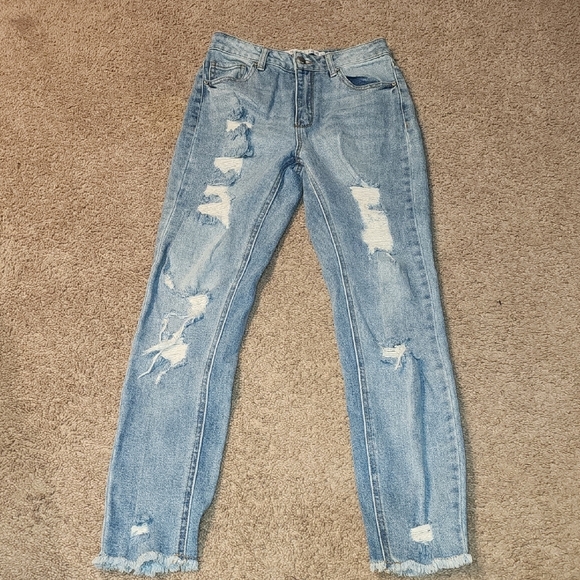 Stylish Distressed Blue Jeans - Picture 1 of 4